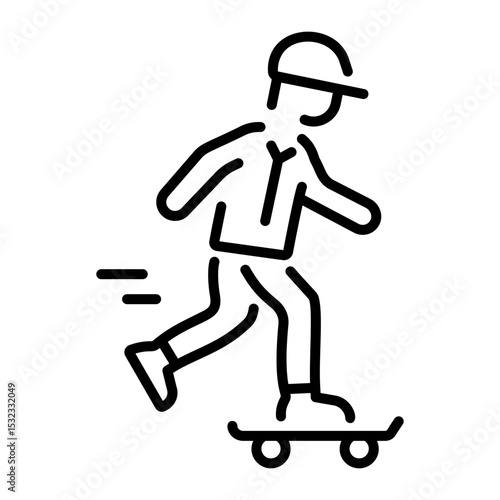 A line style icon showing a person skateboarding