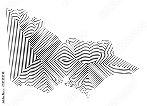 Symbol Map of the State Victoria (Australia) showing the state border buffered inside with black tapering lines