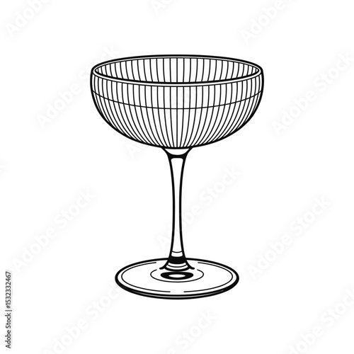 Elegant coupe cocktail glass line art illustration