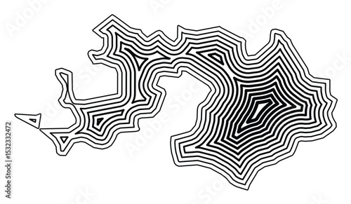 Symbol Map of the Kanton Basel-Landschaft (Switzerland) showing the state border buffered inside with black tapering lines