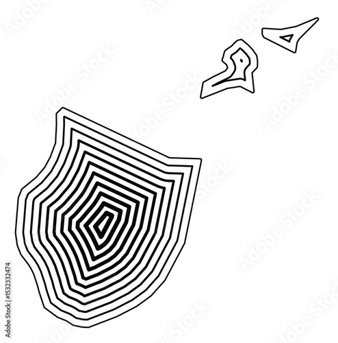 Symbol Map of the Kanton Appenzell Innerrhoden (Switzerland) showing the state border buffered inside with black tapering lines