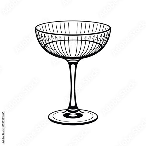 Elegant coupe cocktail glass line art illustration