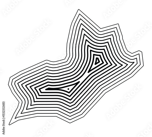 Symbol Map of the Kanton Geneve (Switzerland) showing the state border buffered inside with black tapering lines