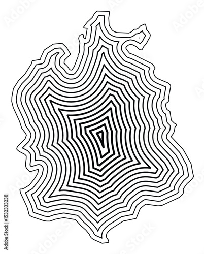 Symbol Map of the Kanton Zuerich (Switzerland) showing the state border buffered inside with black tapering lines