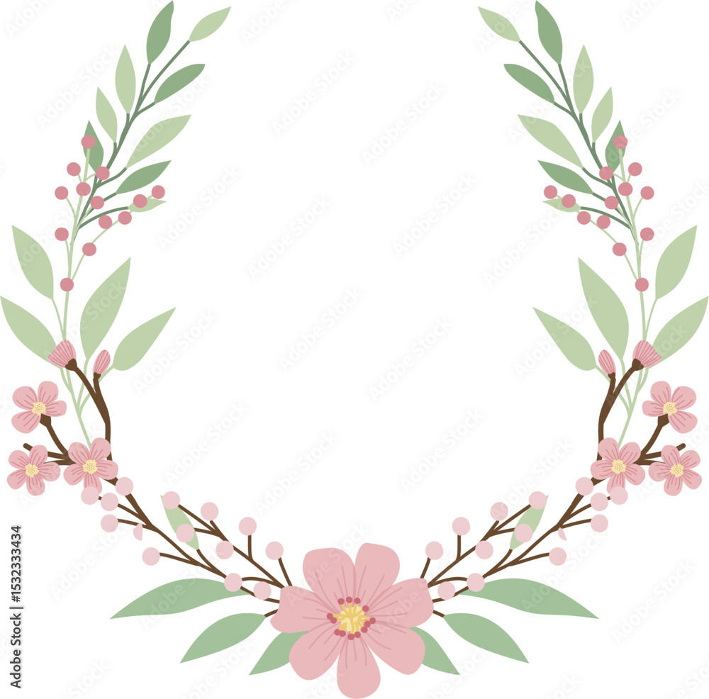 Obraz premium Floral Wreath Frame of Flowers for Wedding Invitation 