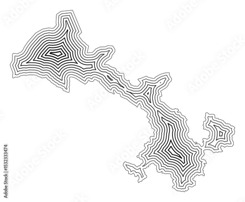 Symbol Map of the Province Gansu (People's Republic of China) showing the state border buffered inside with black tapering lines