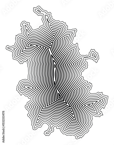 Symbol Map of the Province Anhui (People's Republic of China) showing the state border buffered inside with black tapering lines