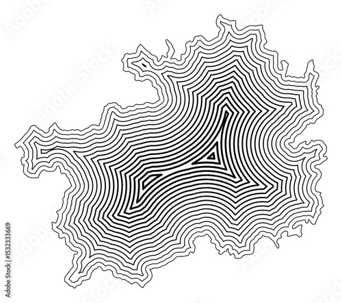Symbol Map of the Province Guizhou (People's Republic of China) showing the state border buffered inside with black tapering lines