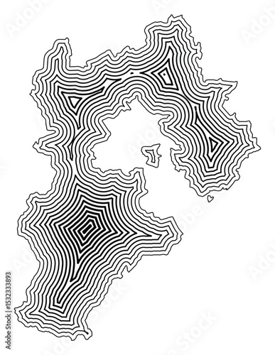 Symbol Map of the Province Hebei (People's Republic of China) showing the state border buffered inside with black tapering lines