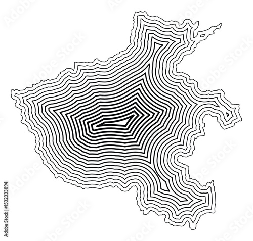 Symbol Map of the Province Henan (People's Republic of China) showing the state border buffered inside with black tapering lines