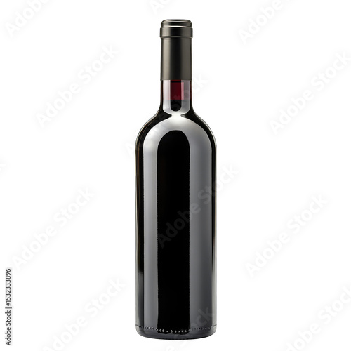 Wallpaper Mural A single, dark-red wine bottle with a dark-colored cap and a reflective surface stands against a black background Torontodigital.ca