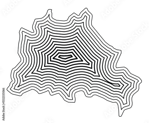 Symbol Map of the Bundesland Berlin (Germany) showing the state border buffered inside with black tapering lines