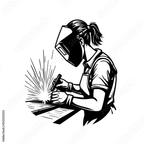 illustration of welder silhouette vector