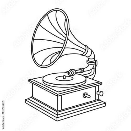 Vintage gramophone outline illustration