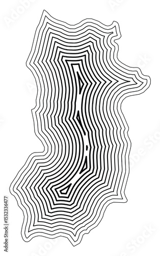 Symbol Map of the Prefecture Nara (Japan) showing the state border buffered inside with black tapering lines