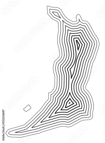 Symbol Map of the Urban Prefecture Osaka (Japan) showing the state border buffered inside with black tapering lines