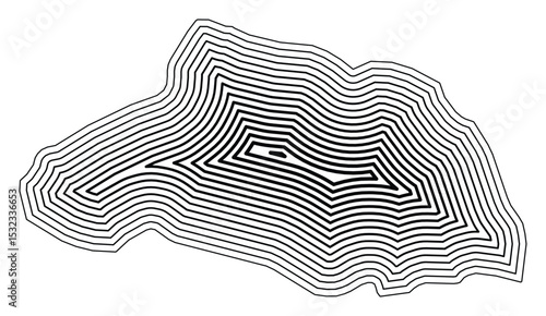 Symbol Map of the Prefecture Saitama (Japan) showing the state border buffered inside with black tapering lines