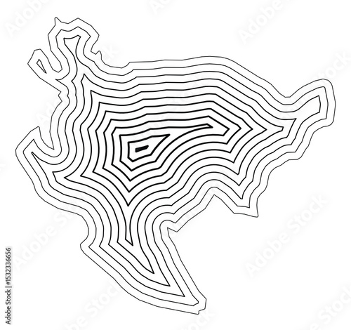 Symbol Map of the Prefecture Saga (Japan) showing the state border buffered inside with black tapering lines