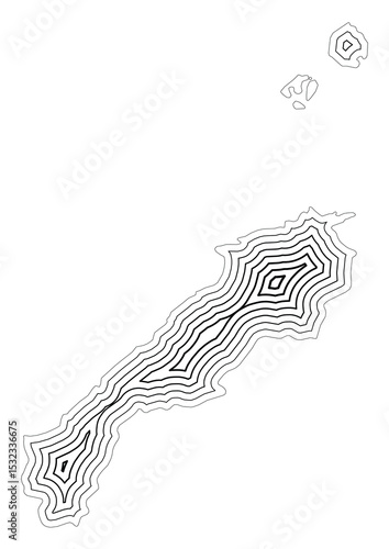 Symbol Map of the Prefecture Shimane (Japan) showing the state border buffered inside with black tapering lines