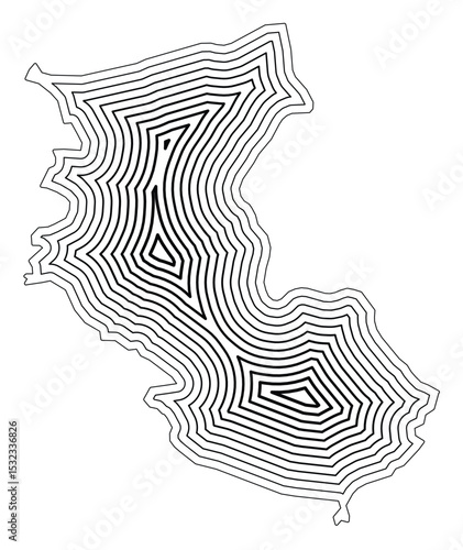Symbol Map of the Prefecture Wakayama (Japan) showing the state border buffered inside with black tapering lines