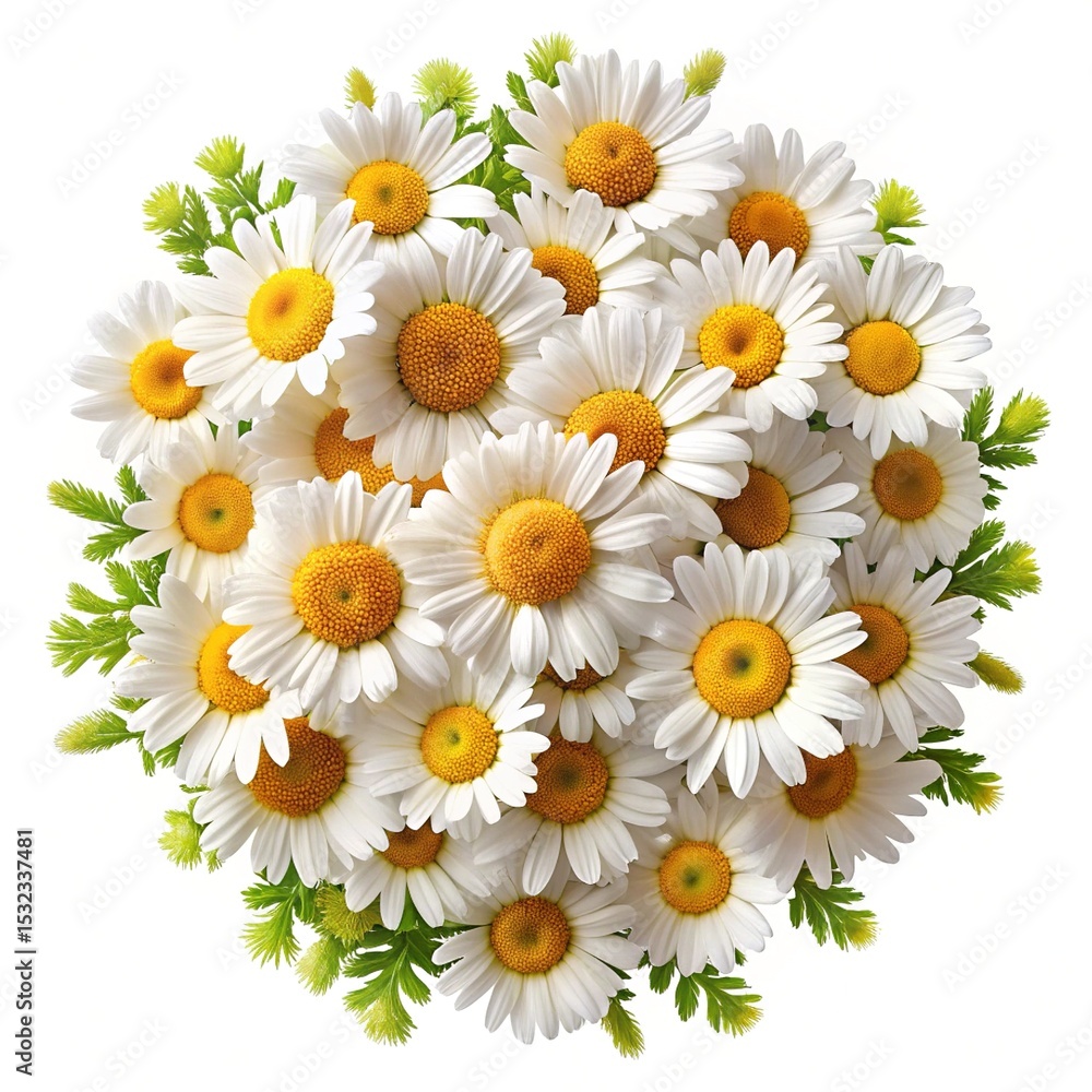 Fototapeta premium Abundant Daisies in a Spherical Arrangement, Presenting a Fresh and Clean Aesthetic