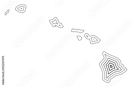 Symbol Map of the State Hawaii (United States of America) showing the state border buffered inside with black tapering lines