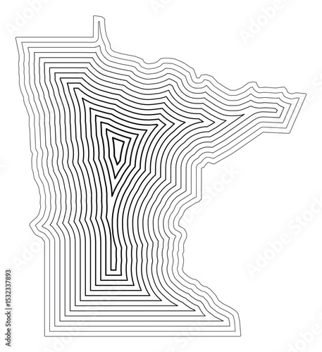 Symbol Map of the State Minnesota (United States of America) showing the state border buffered inside with black tapering lines