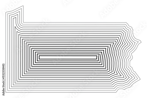 Symbol Map of the State Pennsylvania (United States of America) showing the state border buffered inside with black tapering lines