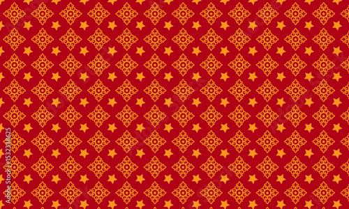 Red and Gold Ornamental Star Pattern Background