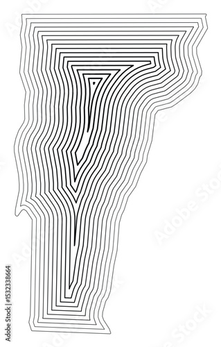 Symbol Map of the State Vermont (United States of America) showing the state border buffered inside with black tapering lines