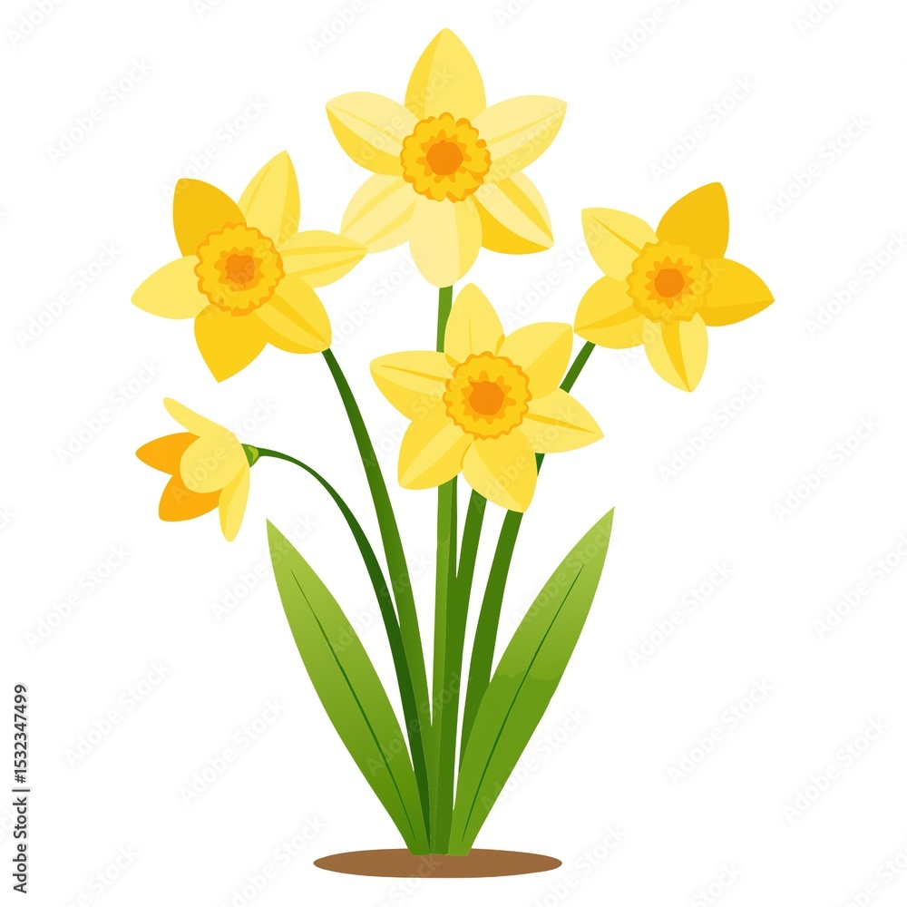 Charming Daffodil Bouquet Symbolizing Fresh Starts and Springtime Joy Illustration Charming Daffodil Bouquet Symbolizing Fresh Starts and Springtime Joy Illustration