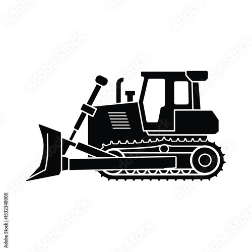 Black silhouette of a bulldozer icon