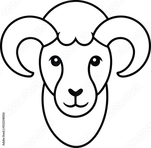 ram head icon line art vector illustration on transparent background