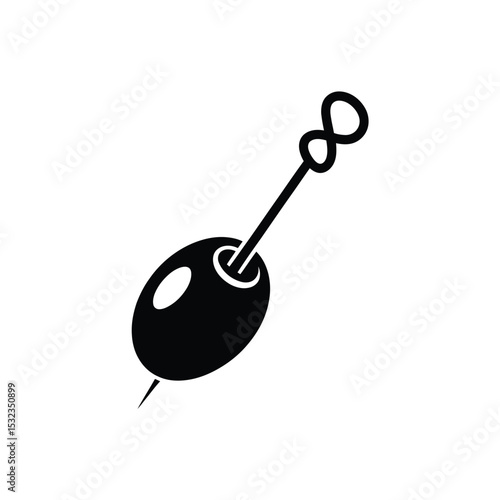Cocktail olive on a cocktail stick icon