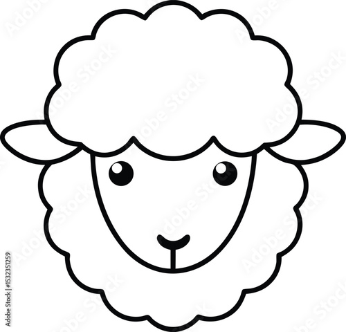 sheep  head icon line art vector illustration on transparent background
