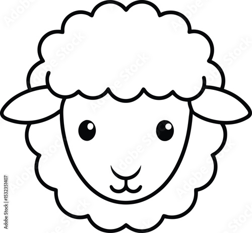 sheep head icon line art vector illustration on transparent background
