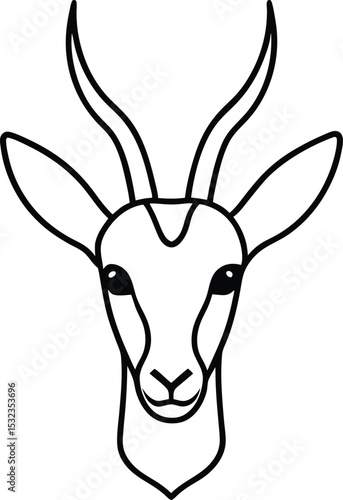 springbok head icon line art vector illustration on transparent background
