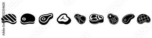 Meat icon vector set. Steak illustration sign collection. BBQ symbol. Food logo. Brazier mark.