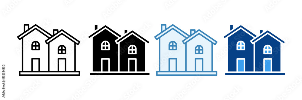 Townhouse Icon Set Multiple Style Collection Townhouse Icon Set Multiple Style Collection