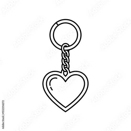 Heart shaped keychain line art illustration