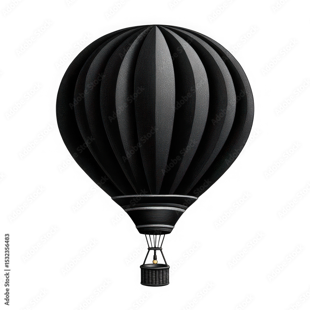 Obraz premium Elegant black hot air balloon isolated on transparent background