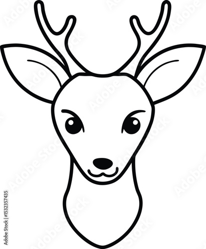 white tailed deer head icon line art vector illustration on transparent background

