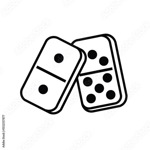 Two domino tiles line art icon illustration