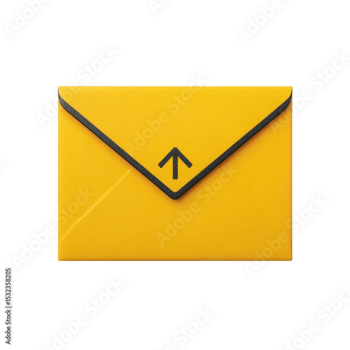 Free Download Yellow envelope with black arrow symbol on flap, suggesting upward movement or sending mail. envelope is isolated on transparency background, emphasizing its vibrant color and design - GFXLoad