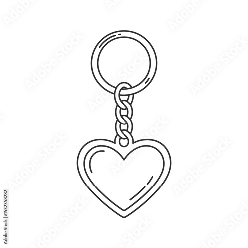 Heart shaped keychain outline illustration