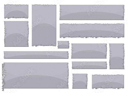 A collection of assorted stone tiles, each uniquely shaped and textured, suitable for crafting a stylized game level or user interface.