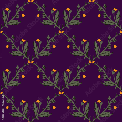 Coquette trellis floral seamless pattern, checkered background fabric, wallpaper, wrapping, clothes