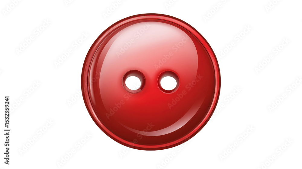Fototapeta premium Red sewing button on white background