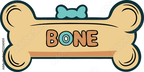 bone shaped nameplate with minimalist dog head vector