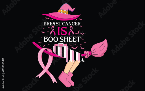 Halloween Breast Cancer Awareness T-Shirt Design | Pink Ribbon | Spooky Cute | Support Tee